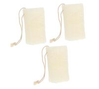 HOMSFOU 3pcs Natural Loofah Sponges 10cm Organic Luffa Body Scrubber and Kitchen Cleaning Loofah with Rope for Shower Exfoliating and Household Use
