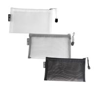 HOMSFOU 3pcs Nylon Mesh Pencil Case Set, Portable Pen Organizer Bags with Design, Multi-Color Storage Pouches for School, Office, and Desk Use