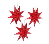 HOMSFOU 3Pcs Red Nine Pointed Paper Star Lampshades Chic Hanging Light Covers Christmas Decoration for Home Party Festival Atmosphere