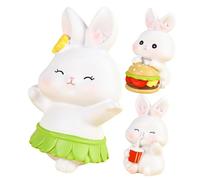 HOMSFOU 3pcs Resin Bunny Cake Toppers Set, Miniature Cute Rabbit Figurines for Party Decorations and ’s Cake Decor, Small Micro Landscape Rabbit Ornaments