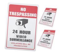 HOMSFOU 3pcs Retro Metal Tin Signs Vintage No Trespassing Warning for Kitchen Tin Poster Farmhouse Wall Decor Camera Security Sign Home Bar Garage Wall Art