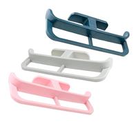 HOMSFOU 3pcs Self-Adhesive Wall Mounted Slipper Rack Organizer for Bathroom and Entrance, Multi-Color (Pink, Green, Grey) Non-Drill Slippers Hanging Holder for Space-Saving Shoe Storage