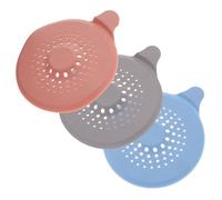 HOMSFOU 3Pcs Silicone Drain Covers Hair Catcher Sink Strainer Protector for Bathroom Bathtub Kitchen Anti-clog Filter Pads in Gray Pink Blue Practical Hair and Food Debris Stopper