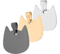 HOMSFOU 3pcs Stainless Steel Cat and Dog Id Tags, Blank Engraved Pet Collar Name Plates with Gold, Silver, and Black for Puppy and Kitten Identification