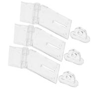 HOMSFOU 3pcs Transparent Acrylic Hasp Latch Lock Kit Small Door Corner Hinge Replacement Clear Secure Lock for Home Office Store Easy Installation