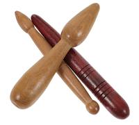 HOMSFOU 3pcs Wooden Foot Massager Set with Acupuncture Point Rods, Manual Red Sandalwood Scraping Bars for Full Body Meridian Therapy and Foot Reflexology, Portable Professional Massage