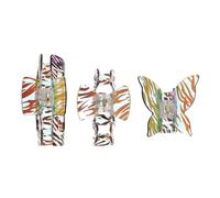 HOMSFOU 3pcs Zebra Pattern Gradient Color Hair Claw Clips Set Large W Shape Butterfly Geometric Acrylic Hair Jaw Clips for Women