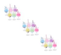 HOMSFOU 3sets Miniature Bubble Tea Cup Charms for Dollhouse Decoration Realistic Tiny Food Props for DIY Crafts and Photography 6pcs*3