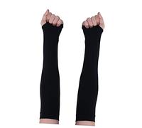 HOMSFOU 4 Pairs Ice Silk Arm Guard Sleeves Unisex Sun UV Protection Cover with Fingertip Pads for Outdoor Cycling Fishing Riding Elastic Breathable Non Slip Black White