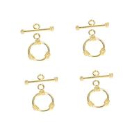 HOMSFOU 4 Sets Copper Gold Plated Jewelry Making Ot Clasps with Durable Bar Connectors for Bracelets and Necklaces Rust Resistant Easy to Use Accessories for DIY Crafting