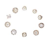 HOMSFOU 40 Pcs Pearl Alloy Sewing Buttons for Shirts Replacement DIY Craft Accessories Round Vintage Style for Womens Clothing Decoration and Knitting Projects