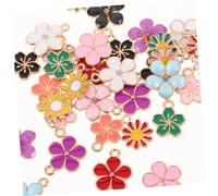 HOMSFOU 40pcs Colorful Floral Alloy Charms Cherry Blossom Daisy Flower Pendants for DIY Jewelry Making Necklace Earrings Crafts Accessory