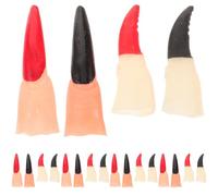 HOMSFOU 40pcs Halloween Witch Fingers Costume Set, 8cm Black Red Fake Nails with Small 6cm Fingernails, Cosplay Masquerade Props for Party and Pranks