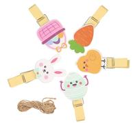 HOMSFOU 40pcs Mini Colored Wooden Clothespins Bunny Crafts Clothespins Assorted Color Sturdy Display Easter Themed Decoration for Homes