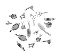 HOMSFOU 40pcs Silver Mirror Alloy Charm Pendants for DIY Jewelry Making Mini Scissors Comb Design Assorted Each Craft Accessories for Necklaces Bracelets Keychains Scrapbooking