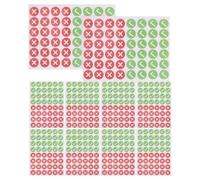 HOMSFOU 480pcs Check and Cross Mark Stickers Self-Adhesive Round Writable Surface Green Red 10 Sheets for Classroom Teaching and DIY Project Marking