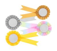 HOMSFOU 4pcs Celebration Rosette Ribbon Badges Set with Vibrant Orange Gold Silver Colors, First Place Award Ribbons for Graduation, Competition, Classroom and Party Prizes