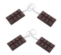 HOMSFOU 4pcs Chocolate Design Keychain Set, Cute Novelty Keyrings for Women, Brown Realistic Chocolate Shape Accessories for Bags and Backpacks, Valentine’s Day