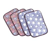 HOMSFOU 4pcs Cooling Pet Sleeping Pad for Small Pets and Hamsters with Double-side Coral Fleece and Rattan Material, High Absorptive Capacity and Moisture Absorption