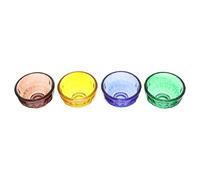 HOMSFOU 4pcs Crystal Tibetan Offering Bowls Set, 6cm Colored Water Cups for Buddhist Worship, Decorative Holy Sacrifice Bowls for Temple Altar and Meditation Accessories