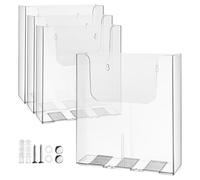 HOMSFOU 4pcs Document Holder Wall Mounted Acrylic A4 for Brochures | Wall Brochure Holder, Open-front Portrait Design, Mounting Hardware Included for Offices and Trade Shows