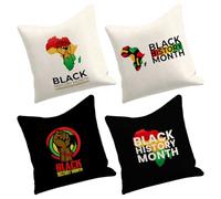 HOMSFOU 4pcs Embroidered Pillow Covers Black History Month Decorative Sofa Cushion Covers Soft Household Pillowcases for Living Room and Car Seat Decor