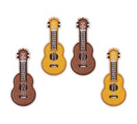 HOMSFOU 4pcs Embroidery Ukulele Pin Brooch Set, Cartoon Decorative Guitar Brooches in Yellow and Brown, Clothing and Backpack Accessories for Women’s Fashion
