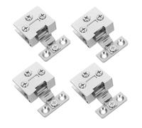 HOMSFOU 4Pcs Glass Door Hinges Clamp for Tempered Glass No Drill Zinc Alloy Cabinet Door Replacement Clips Secure Support for Wine Cabinets Display Shelves Home Renovation