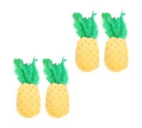 HOMSFOU 4pcs Interactive Catnip Pineapple Plush Toys for Cats, Soft Corn Fluffy Material with Plume, Lightweight Cat Chew Toy to Accompany Pets and Attract Cat's Interest Indoors