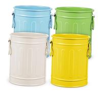 HOMSFOU 4pcs Iron Pen Holder Cups with Dual Handles Desk Organizer for Makeup Brushes and Stationery in Warm White Light Blue Light Green and Yellow for Home Office Use
