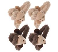 HOMSFOU 4pcs Kawaii Plush Hair Claw Clips for Women and Soft Non-slip Bear Ears Design Winter Plush Hair Clip with Plastic and Metal Materials Casual Decorative Accessories in Brown