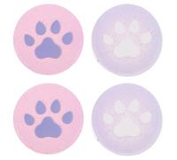 HOMSFOU 4pcs Luminous Silicone Cat Claw Thumb Grips Button Caps Replacement for Game Controllers with Glitter Animal Theme, Soft Night Glow Thumbstick Covers for Gaming Accessories