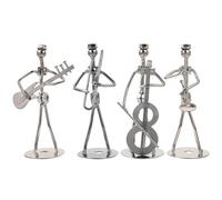 HOMSFOU 4pcs Metal Bandsman Figurines Set Musical Instrument Models Iron Musician Home Band Decor Tabletop Retro Music Lover Collectible Ornaments for Living Room