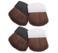 HOMSFOU 4pcs Mini Makeup Brushes for Travel with Soft Bristles and Ergonomic Aluminum Handle, Compact Flat Blush Brush for Powder Application, for Travel and Business Trips