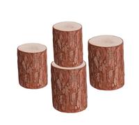 HOMSFOU 4Pcs Mini Tree Stump Holders, Chinese Fir Wood Grain Displays | Rustic Artificial Log Accents, Tabletop Decoration, Photography Props, DIY Craft Projects, Miniature Garden Ornaments