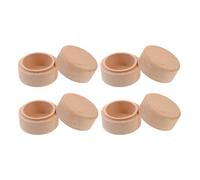 HOMSFOU 4pcs Mini Wooden Round Keepsake Boxes with Lid, Rustic Small Jewelry Storage, Tooth Fairy and Engagement Ring Holder for Nursery, 5.2x5.2x4cm