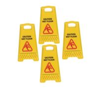 HOMSFOU 4pcs Miniature Warning Sign: Mini Dollhouse Floor Caution Notice - Safety Notices for Play Traffic Construction Scenes - Craft Room Decor