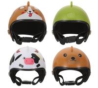 HOMSFOU 4pcs Pet Bird Helmet Set for Chicken Parrot Hens - Adjustable Mini Funny Chicken Hats, Rainproof Dollhouse Accessory for Small Pets and Bird Decoration Random Style