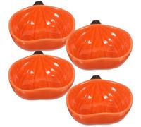 HOMSFOU 4pcs Pumpkin Shaped Ceramic Pet Bowls for Small Animals and Gerbils, Sturdy Bottom Design, Not Easy to Break, for Holding Water and Feeding