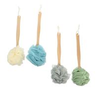 HOMSFOU 4pcs Shower Back Brush Set with Long Handle, Nylon Scrubber Bath Body Brushes for Men and Women, Multi-Color Cleaning Accessories for Shower and Bath