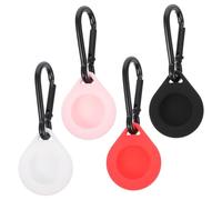 HOMSFOU 4pcs Silicone Protective Case with Keychain for Tracker Thin Soft Cover Anti-lost Shell in Black White Red Pink for Family and Friends