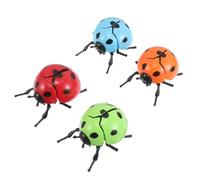 HOMSFOU 4pcs Simulation Wind-up Ladybug, Clockwork Moving Beetle Figurines, Insect Models for Party Favors and Stress Relief