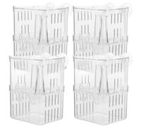 HOMSFOU 4pcs Small Plastic Fish Breeding Box Isolation Container for Juvenile Guppy with Double Layer Design to Survival Rate and Prevent Fish from Escaping, Aquarium Breeding Tank