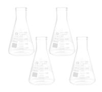 HOMSFOU 4pcs Thickened Conical Glass Flasks Laboratory Erlenmeyer Flasks with Large Capacity and Safer Heating Practical for Chemistry Class Experiments and School Use
