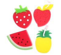 HOMSFOU 4pcs Thickened Fruit Pattern Heavy Duty Kitchen Dishwashing Sponges, Multi-Color Household Scrub Sponge Set for Strong Stain Removal and Dish Cleaning Random Style