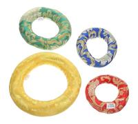 HOMSFOU 4pcs Tibetan Singing Bowl Ring Cushion for Meditation and Yoga Cotton Cloth Material with Elegant Chinese Style Embroidery Ring-shaped Pad that Holds Singing Bowls and Color