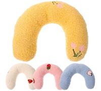 HOMSFOU 4pcs U-shaped Cat Neck Cushion Kitten Sleeping Pad Soft Household Pet Support Set for Indoor Use in White, Pink, Blue, and Yellow