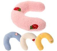 HOMSFOU 4pcs U-shaped Cat Neck Pillows for Indoor Cats, Supple Comfortable Sleeping Pillows with Cartoon Design, Soft Kitten Cushions in White, Pink, Blue, and Yellow for Deep Rest