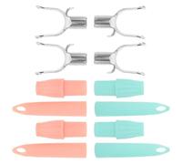 HOMSFOU 4pcs U-Shaped Metal Utility Hooks Clothesline High Reach Pole Hook 4.91x0.98x0.98in Stainless Steel Plastic Retractable Accessories for Closet Organization