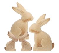 HOMSFOU 4pcs Unfinished Wooden Bunny Figure Craft DIY Mini Wood Bunny Statues for Easter Decoration Graffiti Crafts